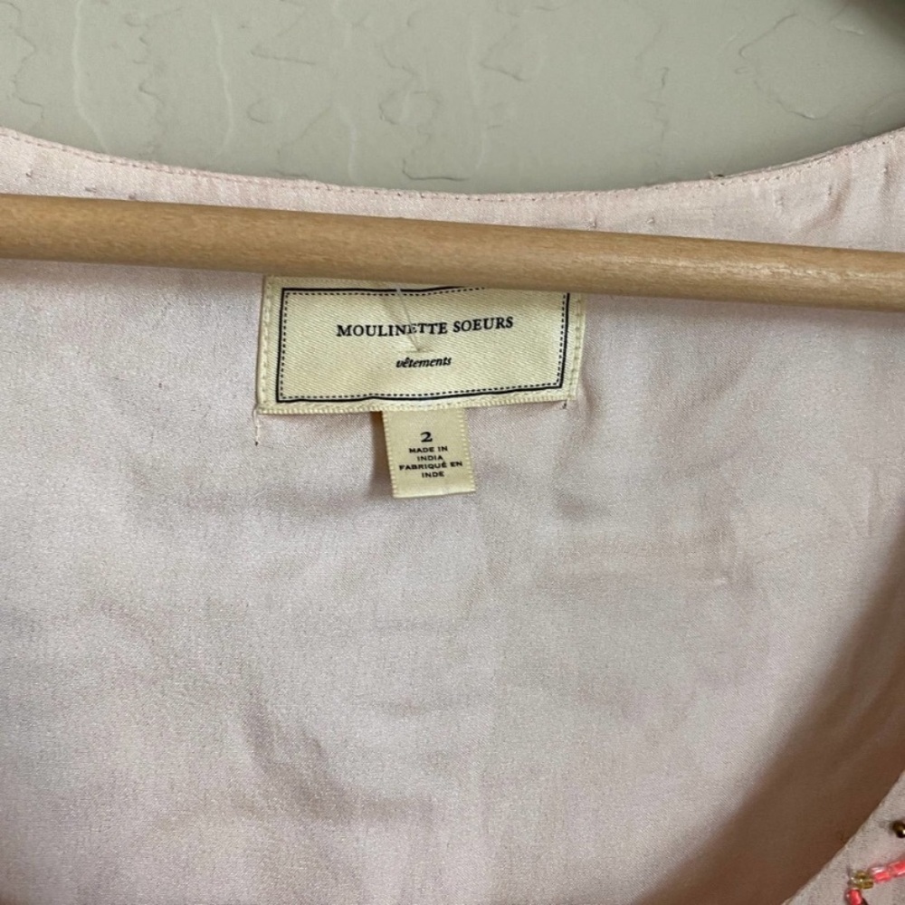 Anthro Moulinette Soeurs Pink Beaded Dress Size 2 - Picture 8 of 13
